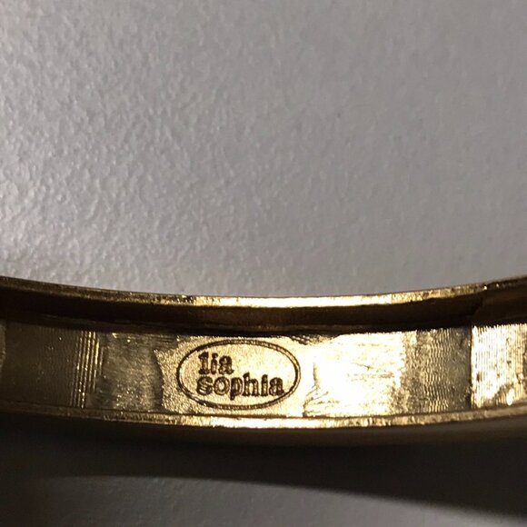 Lia Sophia Blue and Gold Point Stretch Bangle Bracelet Size M - Picture 2 of 5